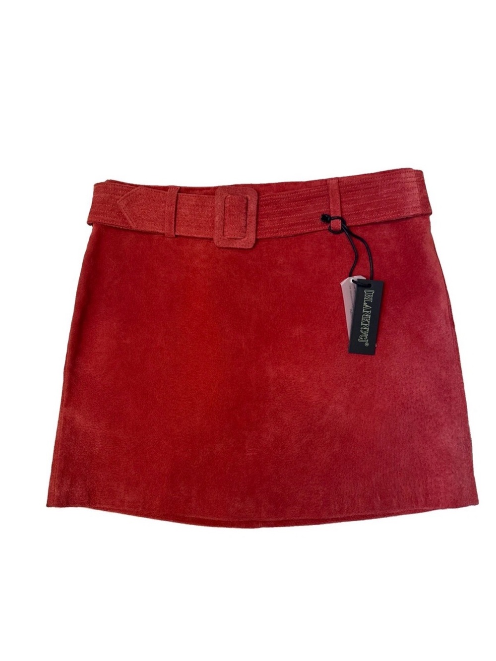 Blank NYC Suede Leather Mini Skirt Skirt With Belt Red Size 27 NWT Ret $98